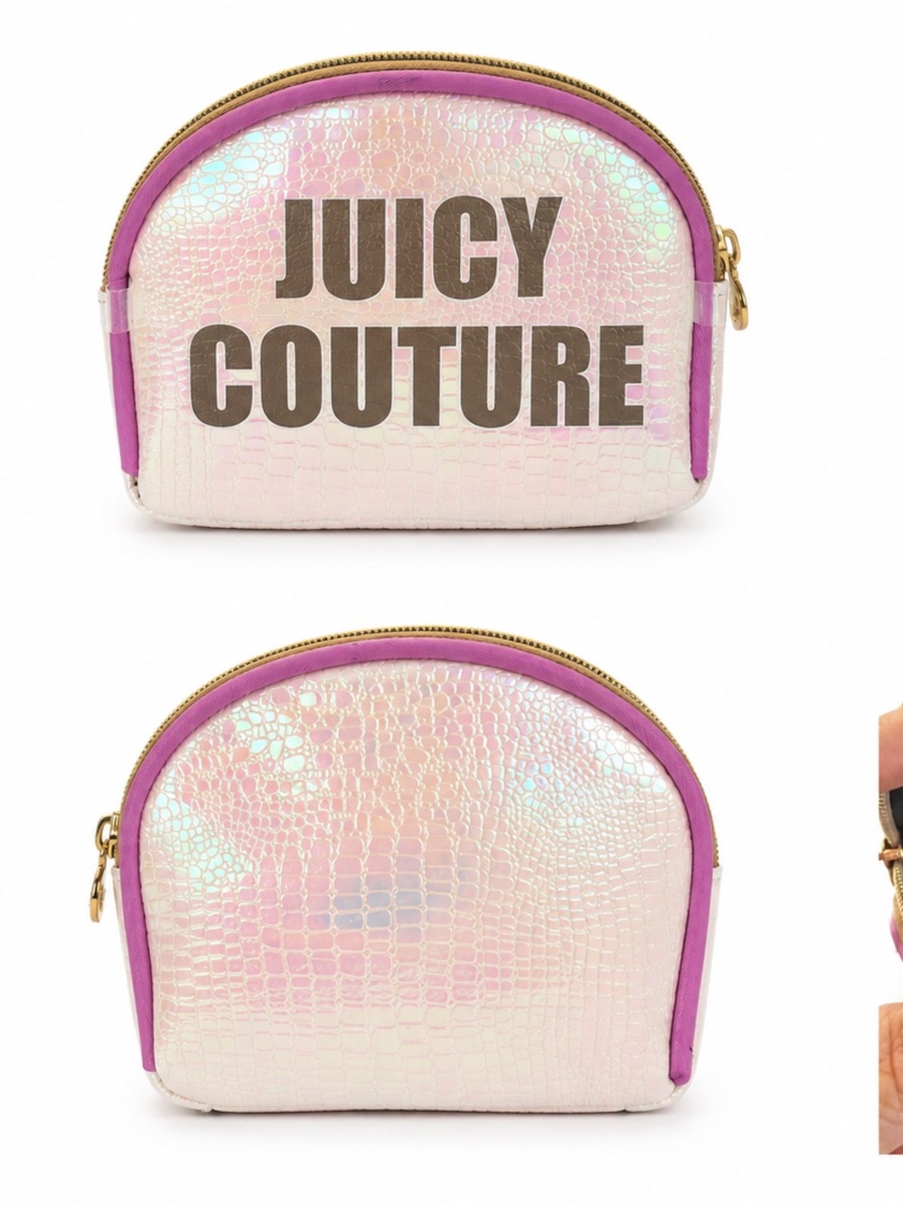 Juicy Couture Iridescent Pink Mini Cosmetic Bag Coin Pouch